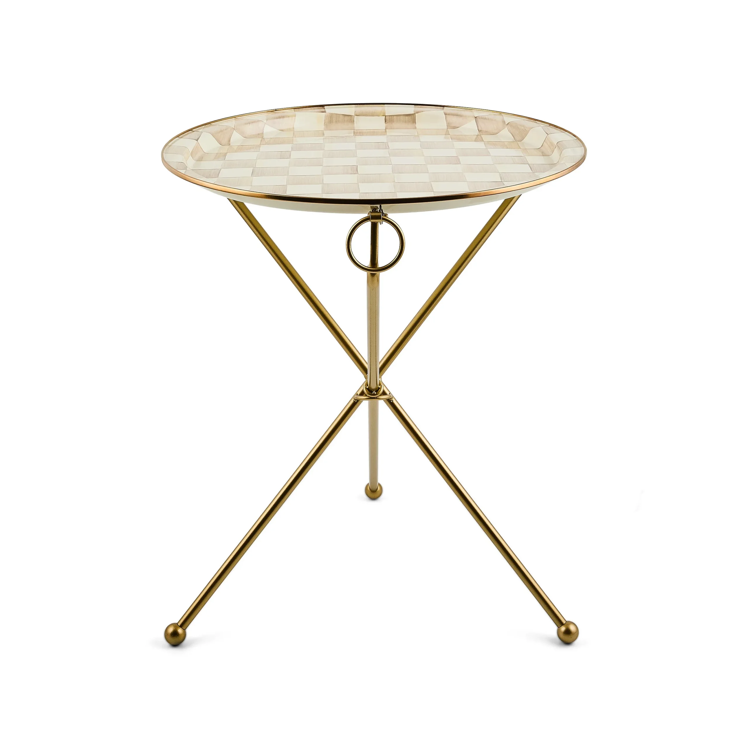 Mocha Check Enamel Tilt Accent Table