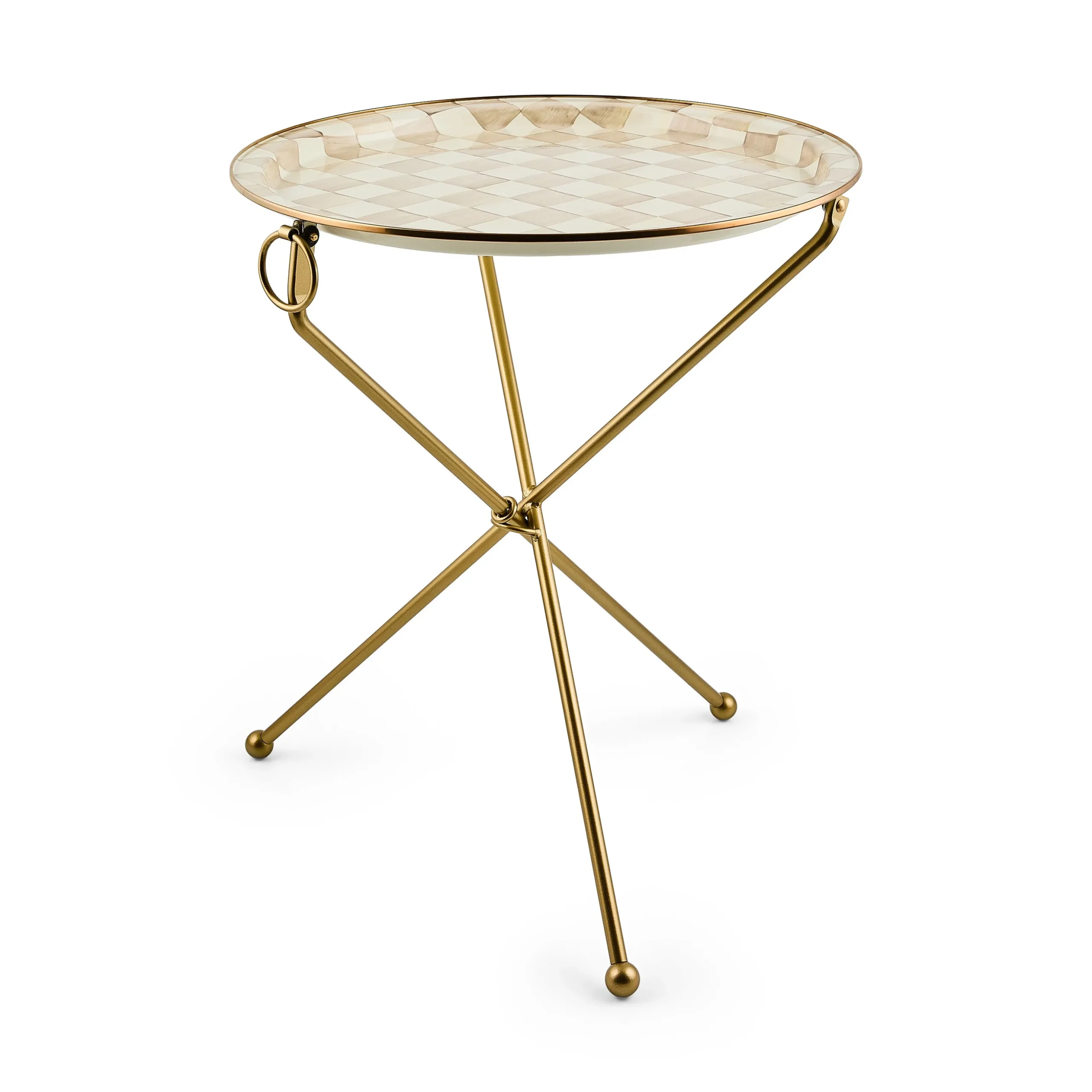 Mocha Check Enamel Tilt Accent Table