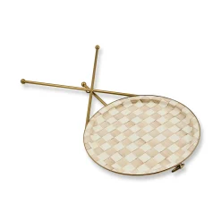 Mocha Check Enamel Tilt Accent Table