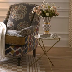Mocha Check Enamel Tilt Accent Table