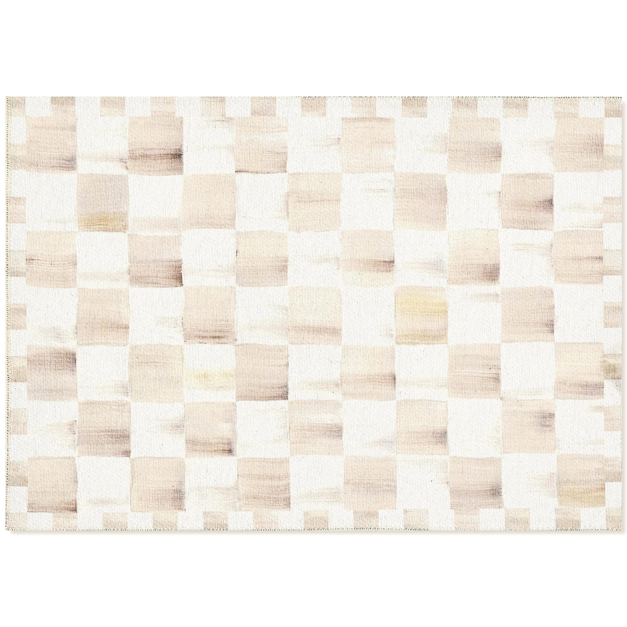 Mocha Checkered 2' x 3' Washable Rug