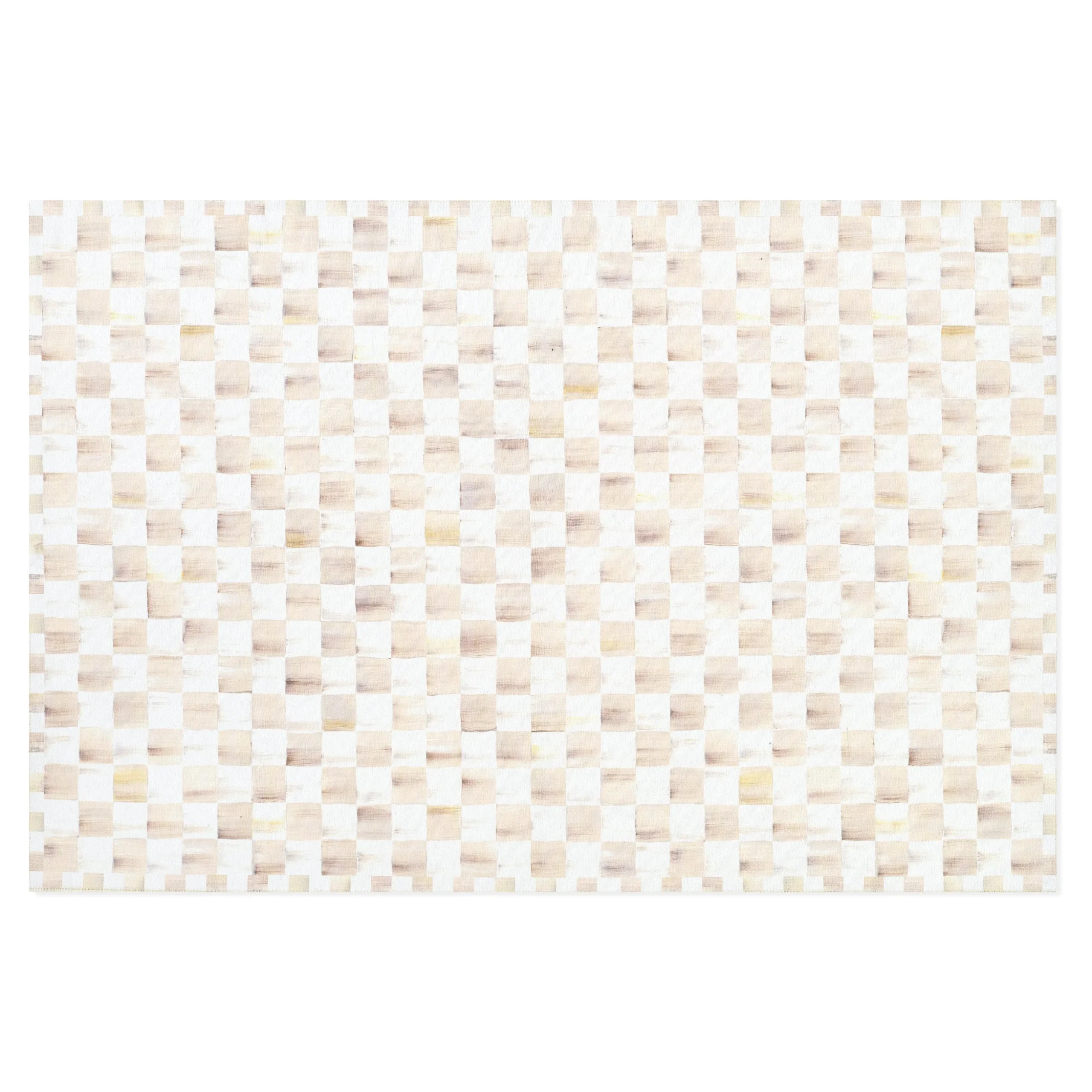Mocha Checkered 5' x 7'6" Washable Rug