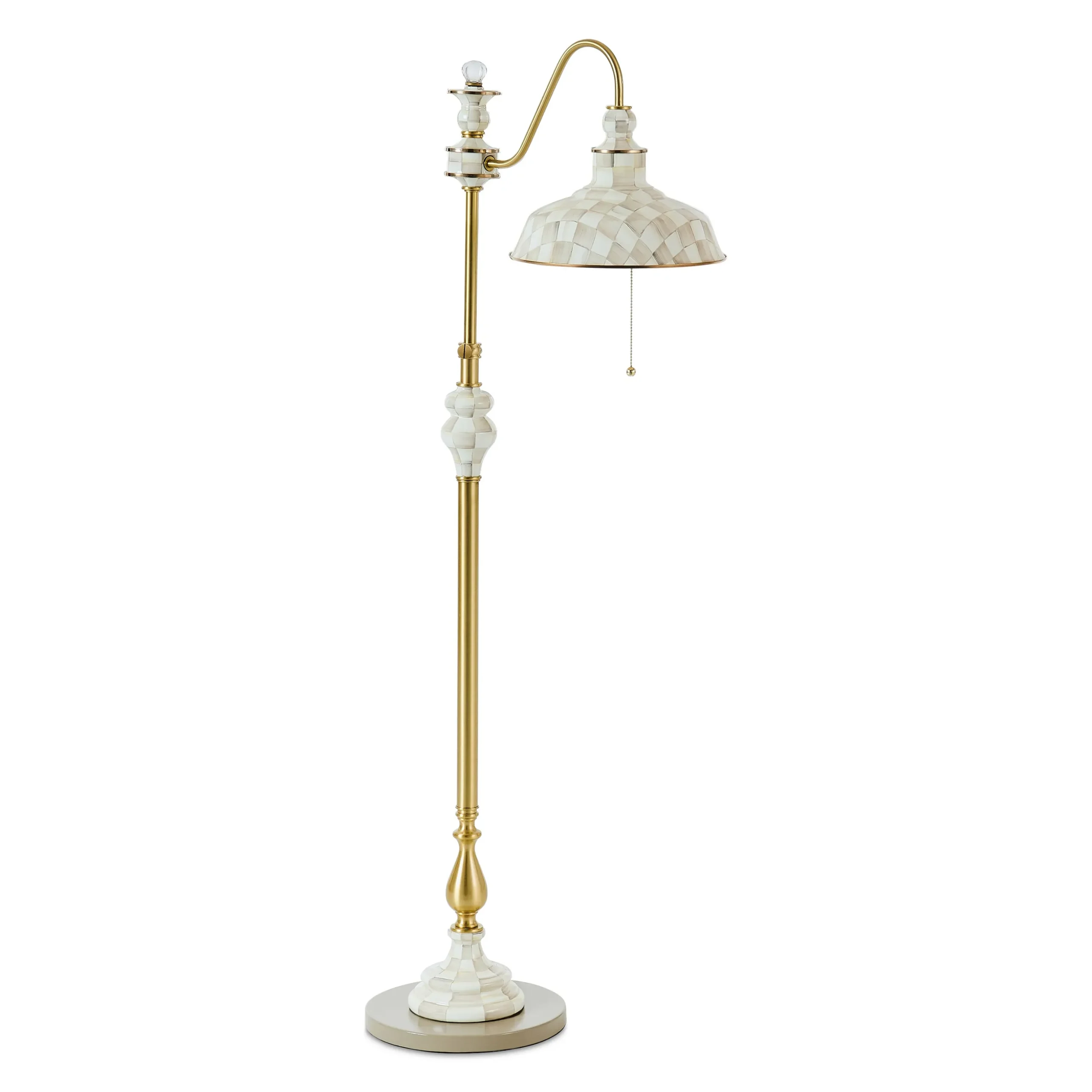 Mocha Check Farmhouse Floor Lamp
