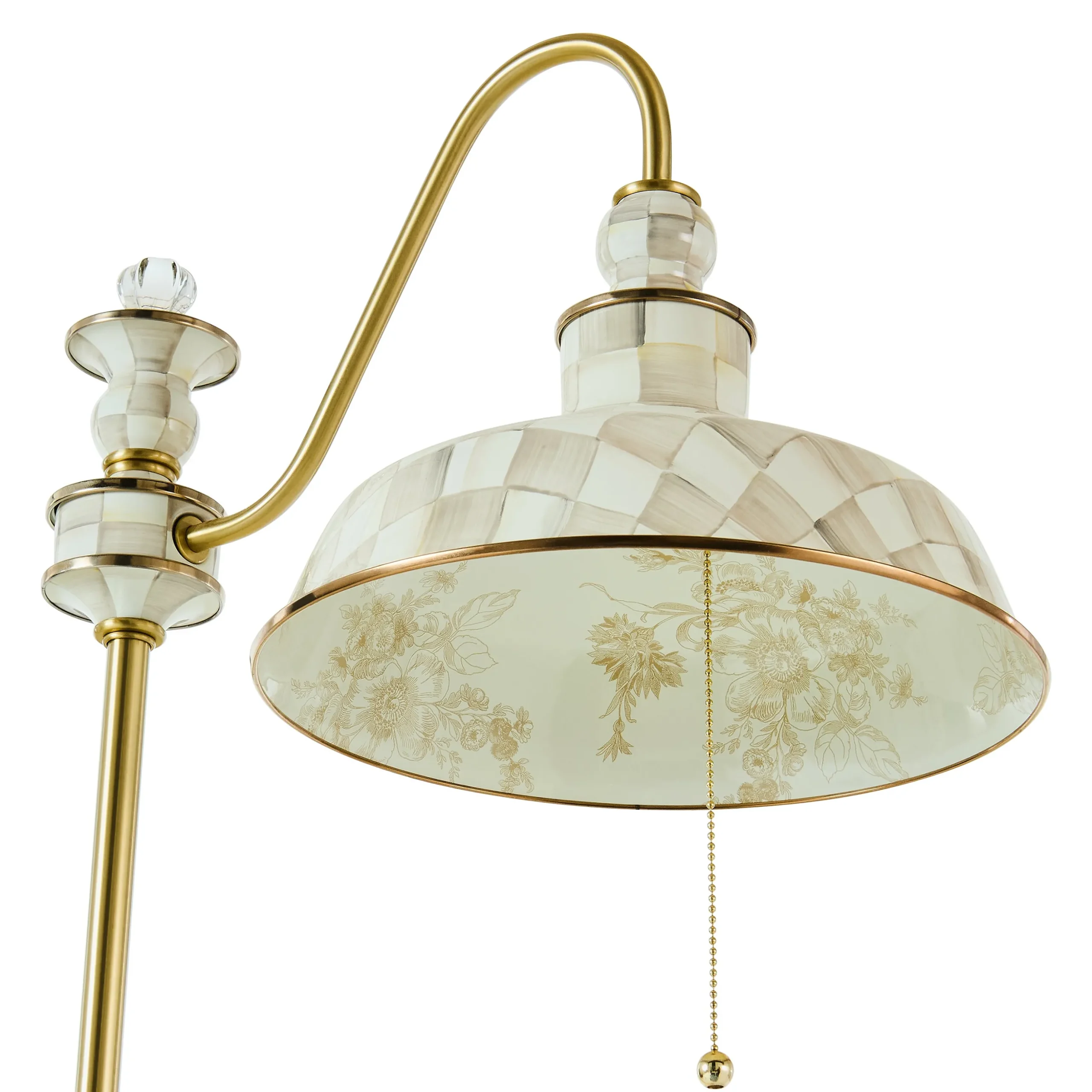 Mocha Check Farmhouse Floor Lamp