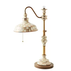 Mocha Check Farmhouse Writer's Table Lamp