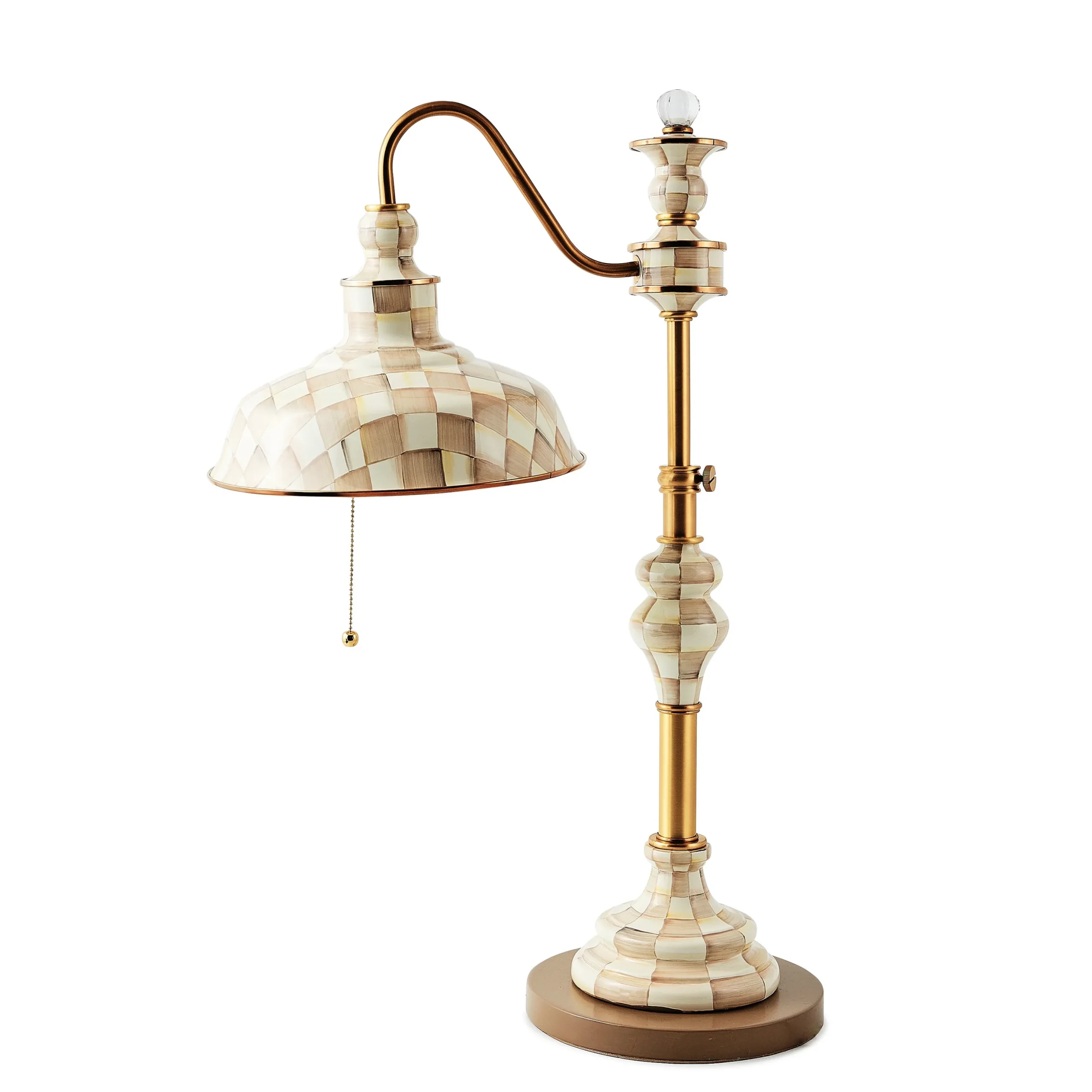 Mocha Check Farmhouse Writer's Table Lamp