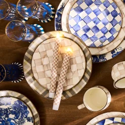 Mocha Check Flameless Dinner Candles, Set of 2