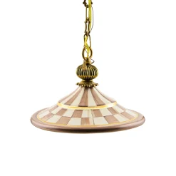 Mocha Check Flared Ceramic Pendant Lamp