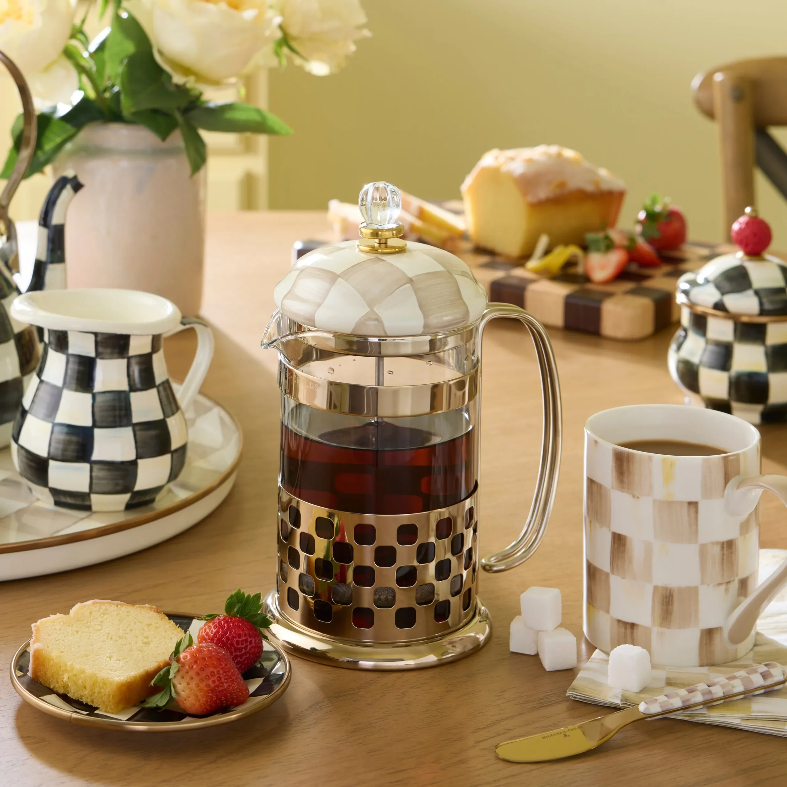 Mocha Check French Press
