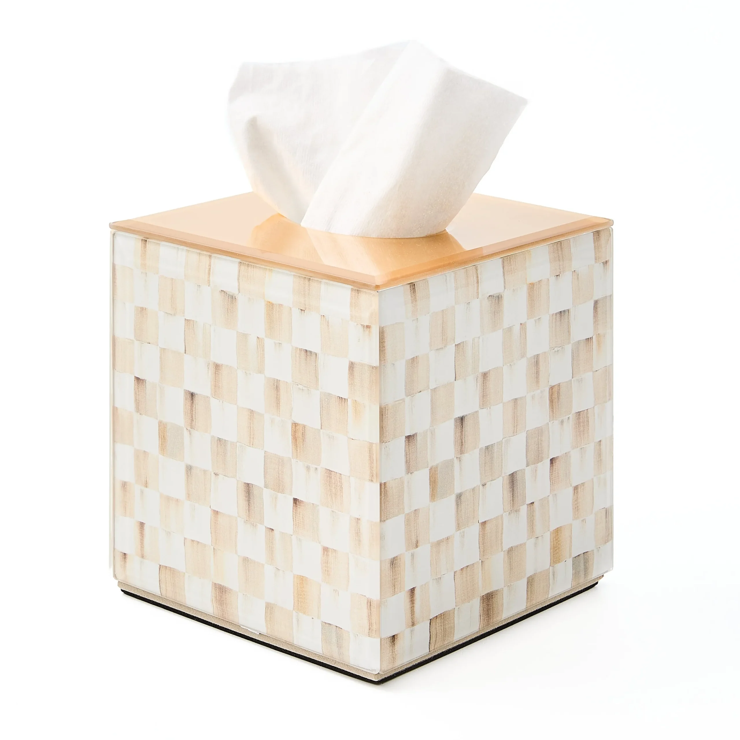 Mocha Check Glass Boutique Tissue Box Cover
