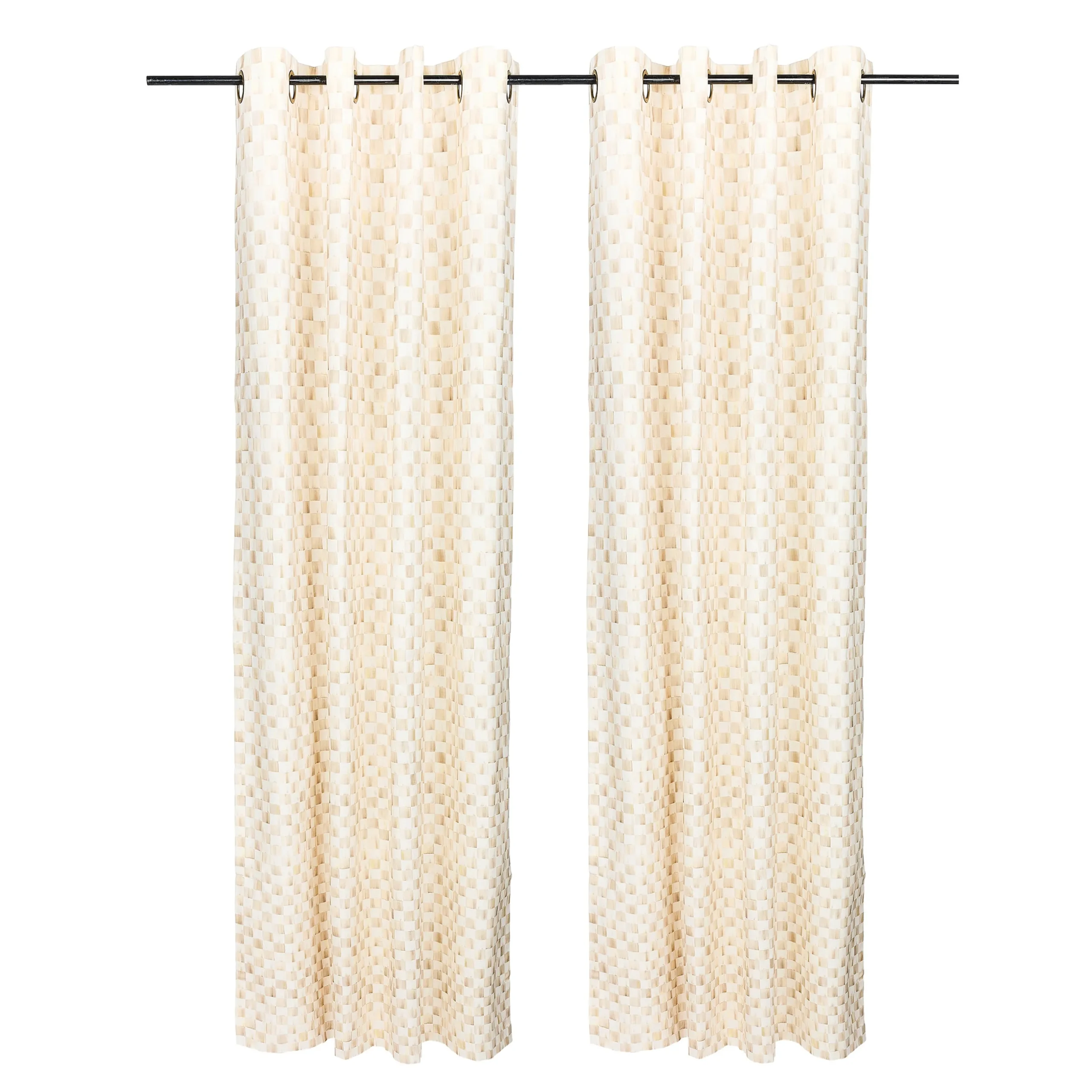 Mocha Check 84" Grommet Curtain Panel