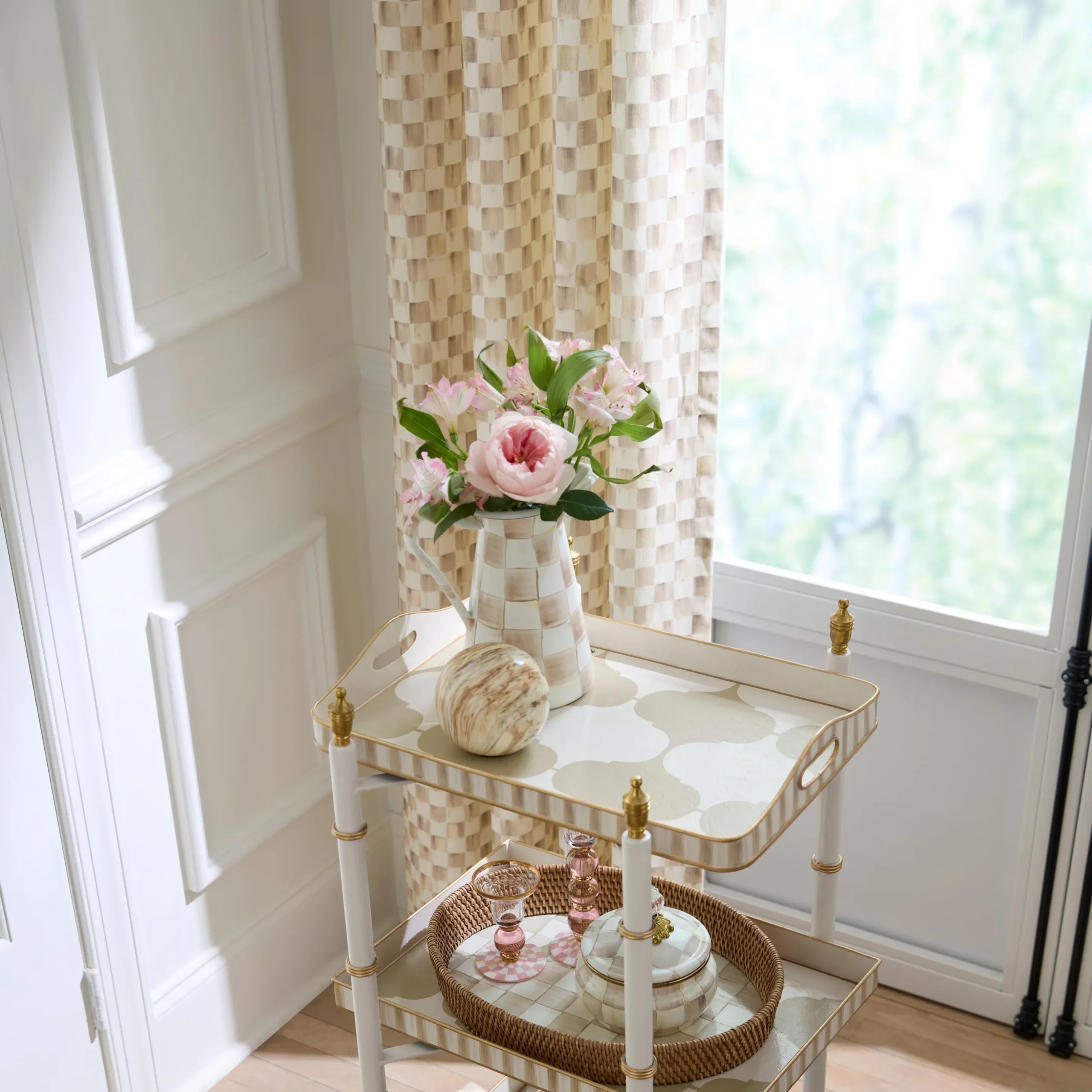 Mocha Check 84" Grommet Curtain Panel