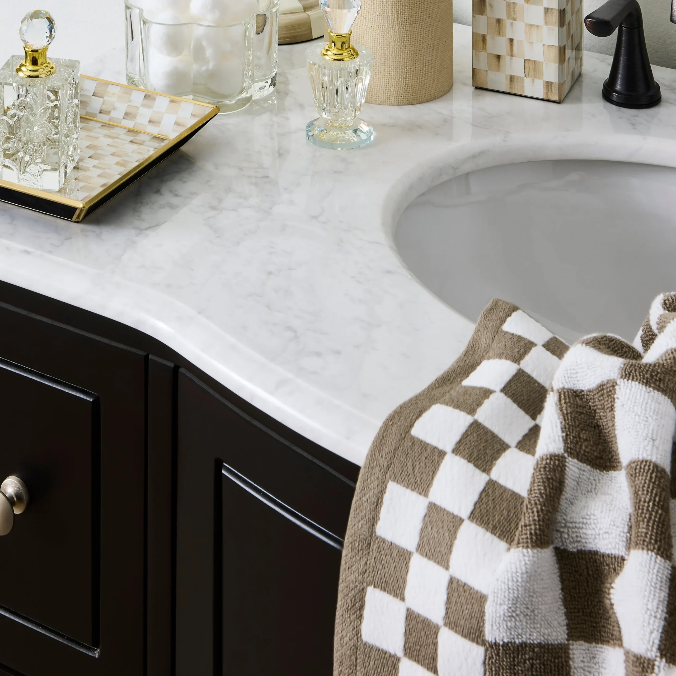 Mocha Check Hand Towel