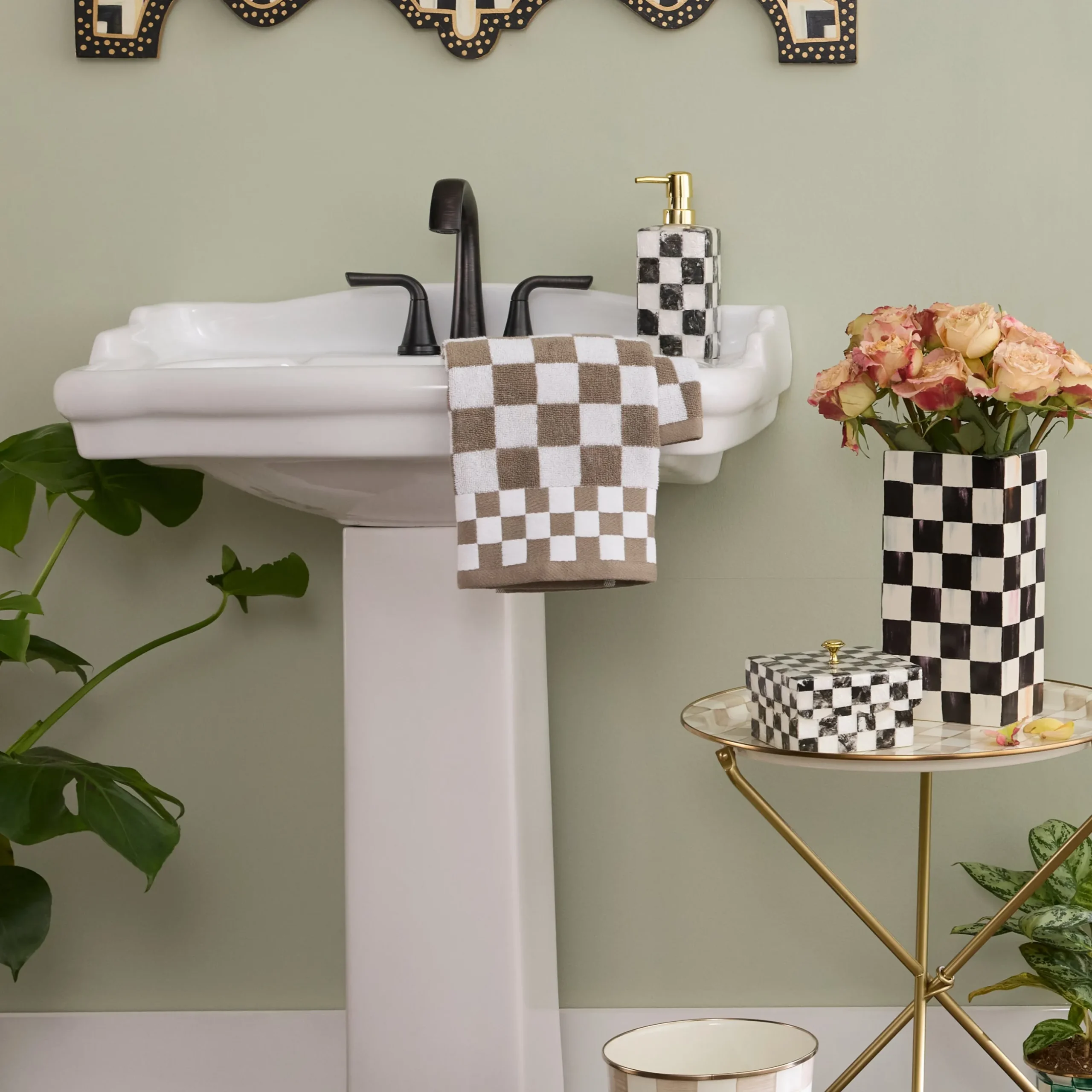 Mocha Check Hand Towel