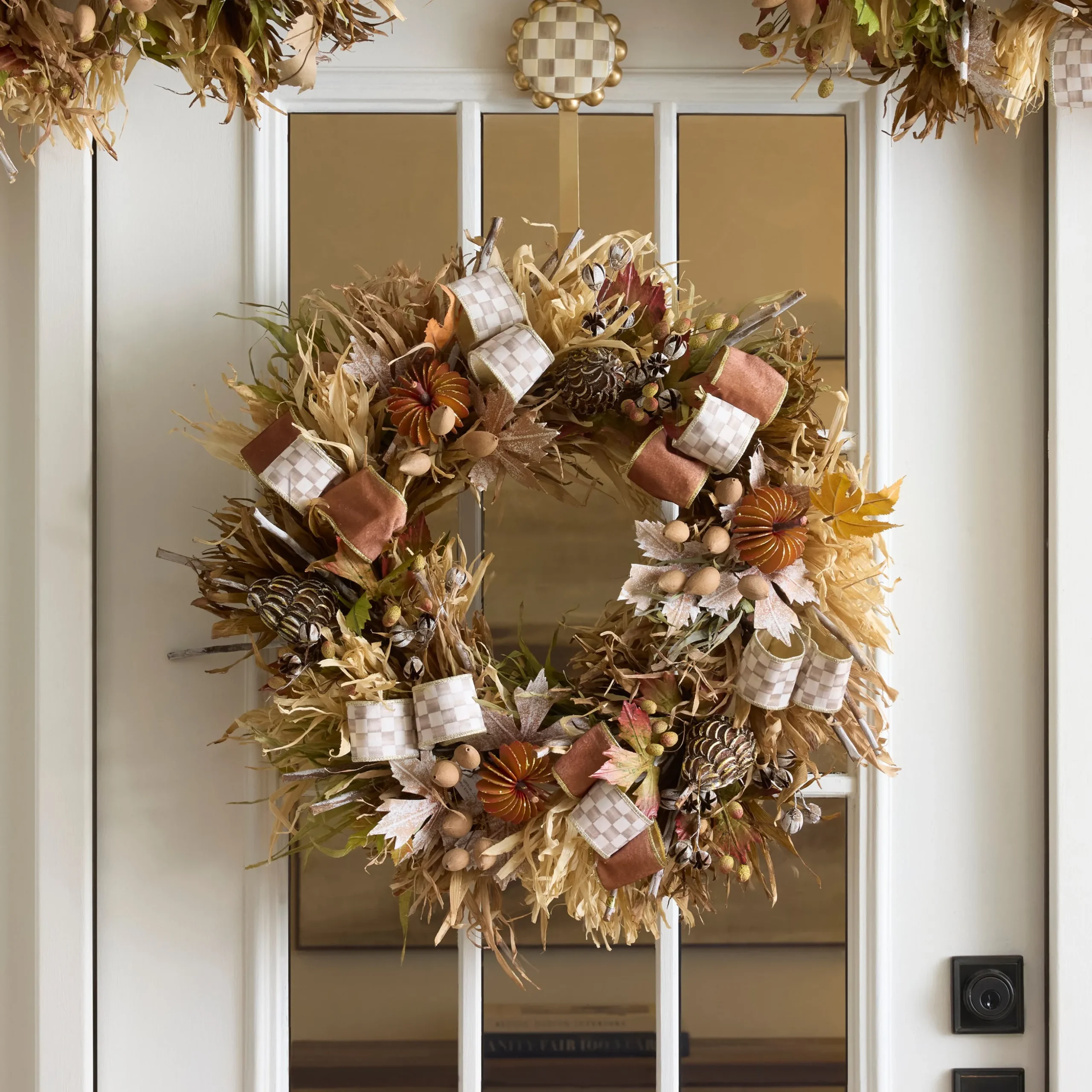 Mocha Check Harvest 25" Wreath
