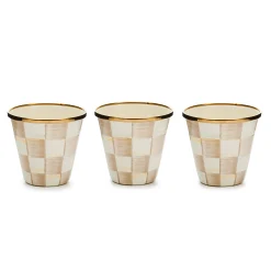 Mocha Check Herb Pots, Set of 3