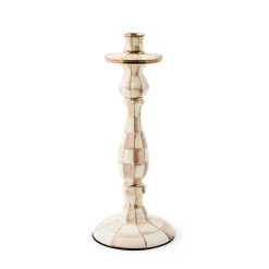 Mocha Check Large Candlestick