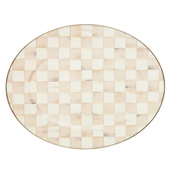 Mocha Check Large Oval Platter