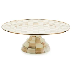 Mocha Check Large Pedestal Platter