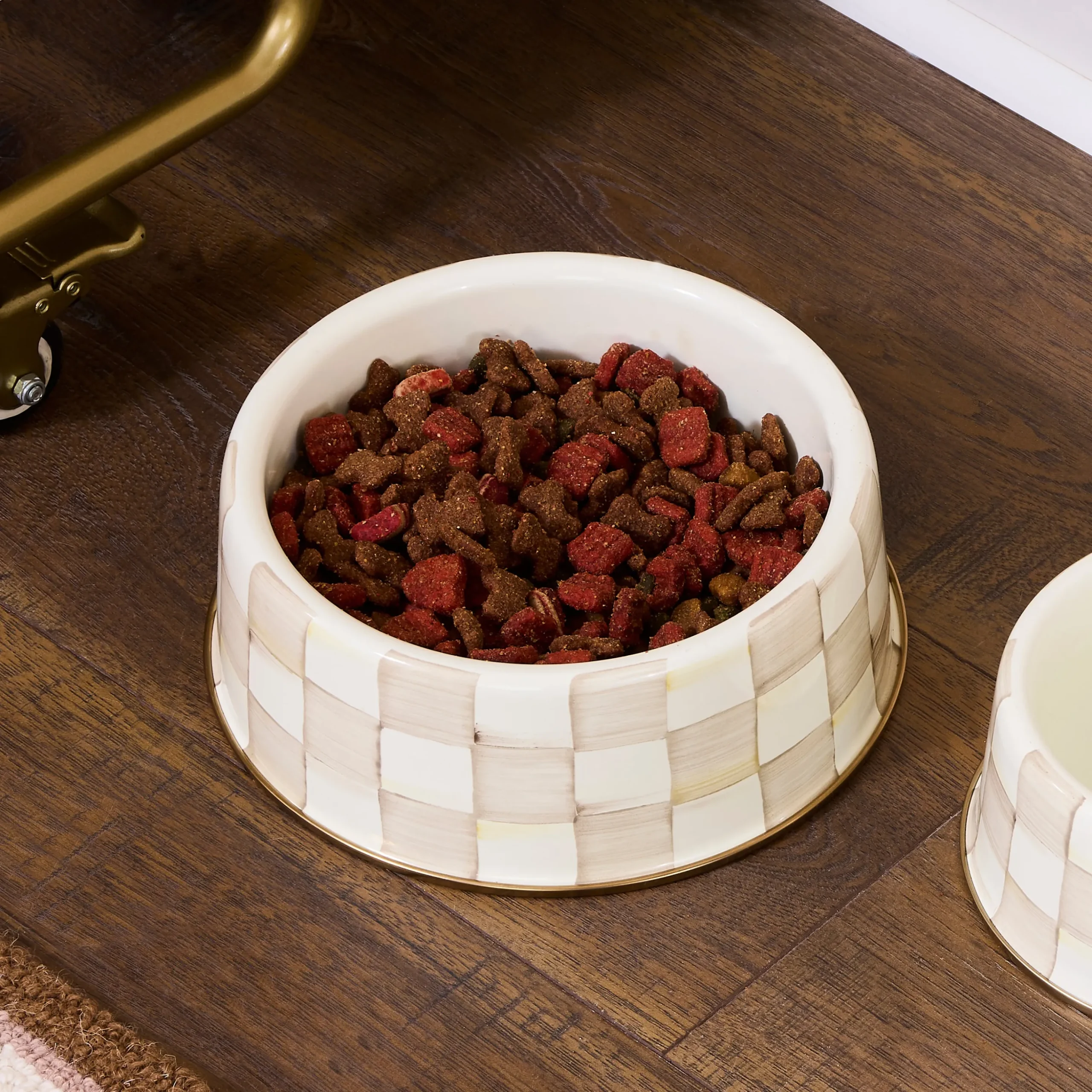 Mocha Check Large Pet Dish