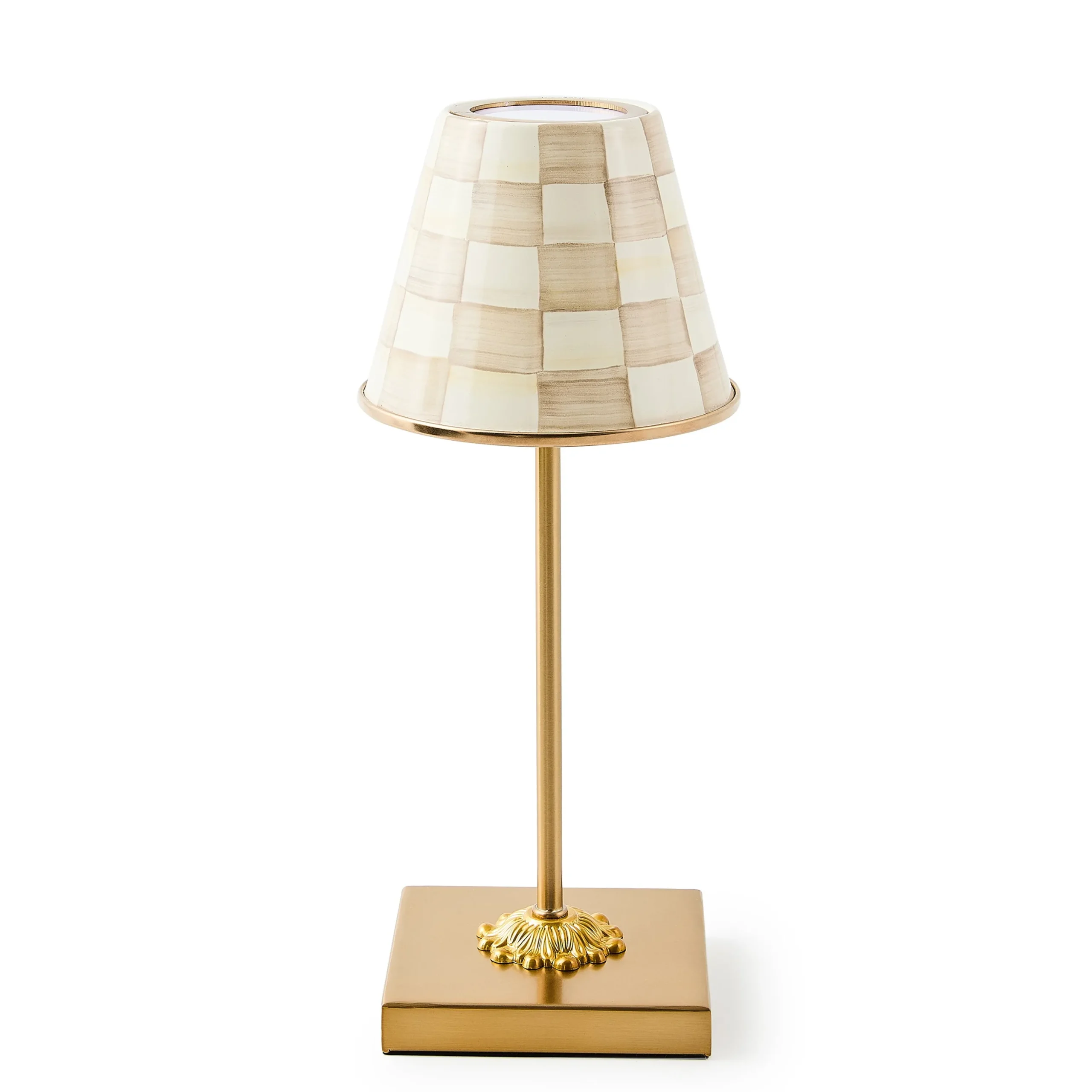 Mocha Check LED Rechargeable Cafe Table Lamp
