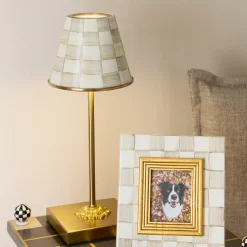 Mocha Check LED Rechargeable Cafe Table Lamp