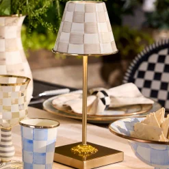 Mocha Check LED Rechargeable Cafe Table Lamp