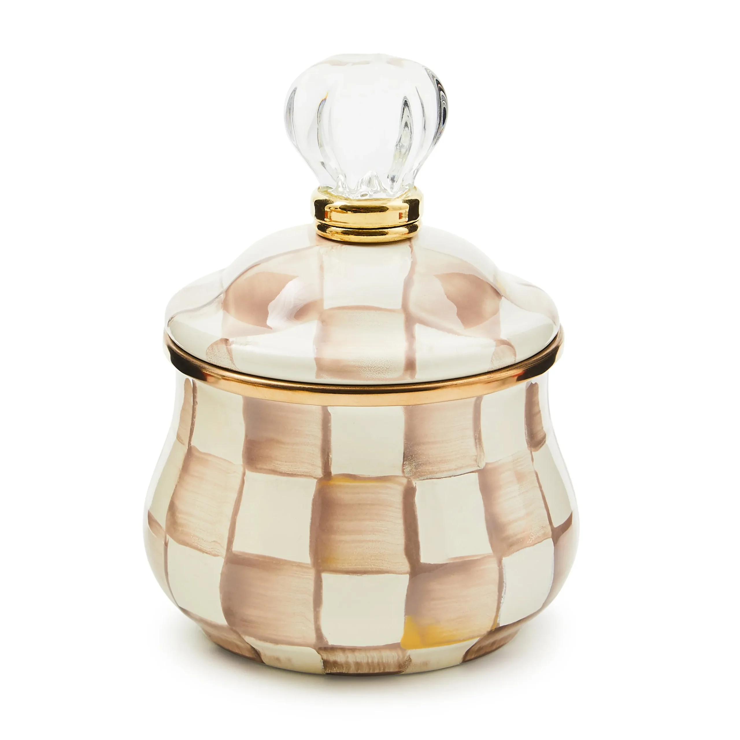 Mocha Check Lidded Sugar Bowl