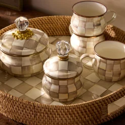 Mocha Check Lidded Sugar Bowl