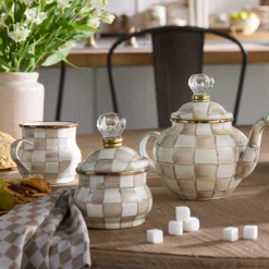 Mocha Check Lidded Sugar Bowl