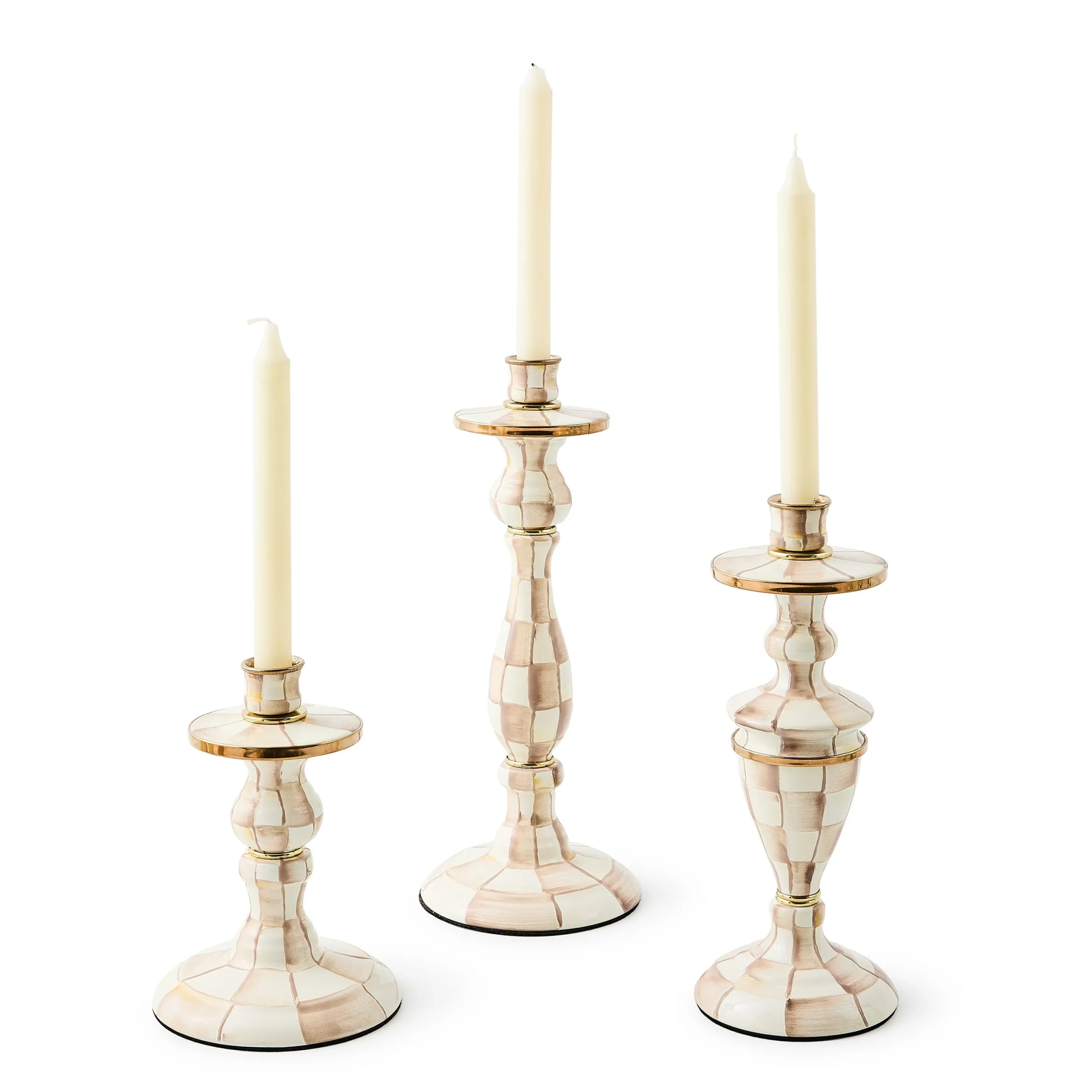 Mocha Check Medium Candlestick
