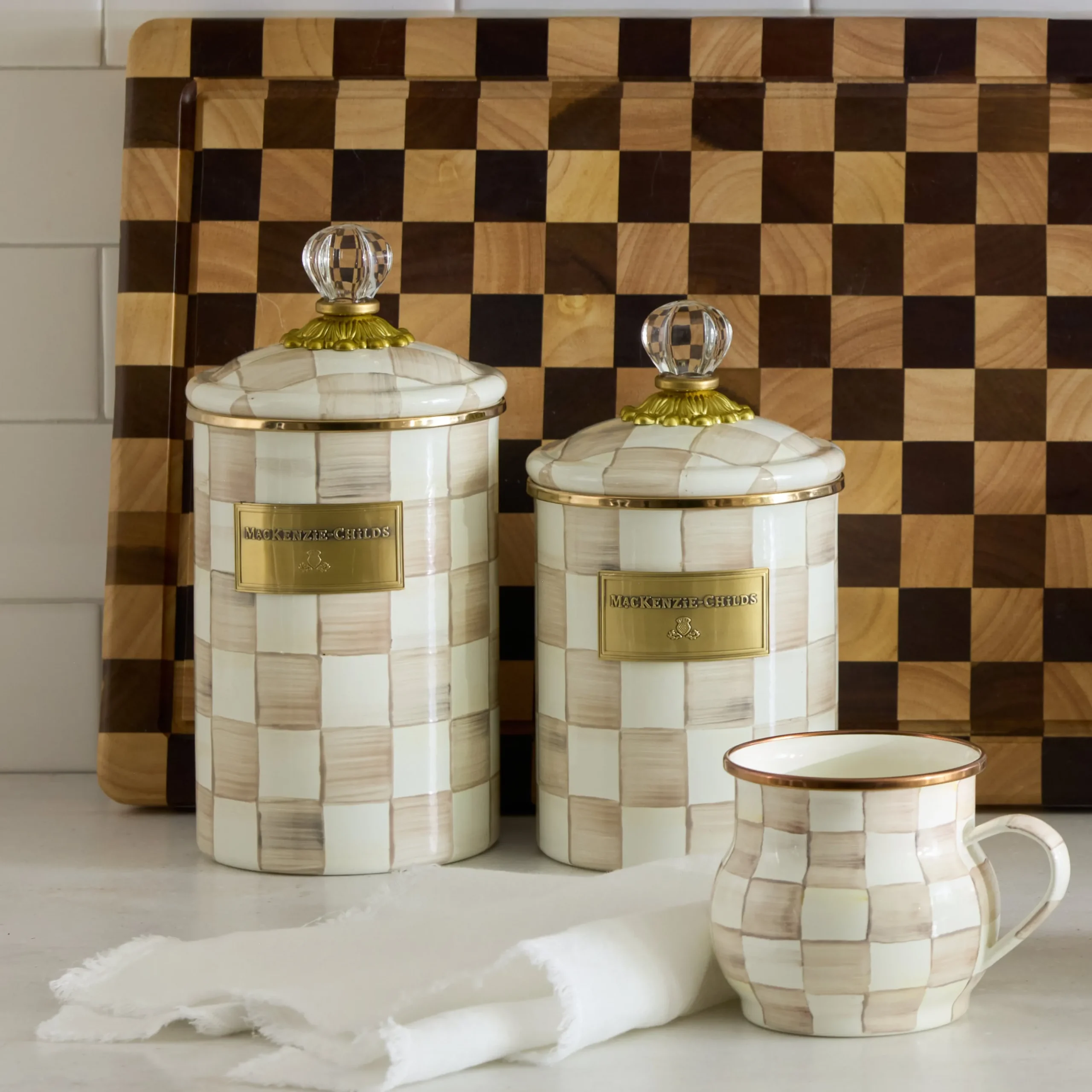 Mocha Check Medium Canister