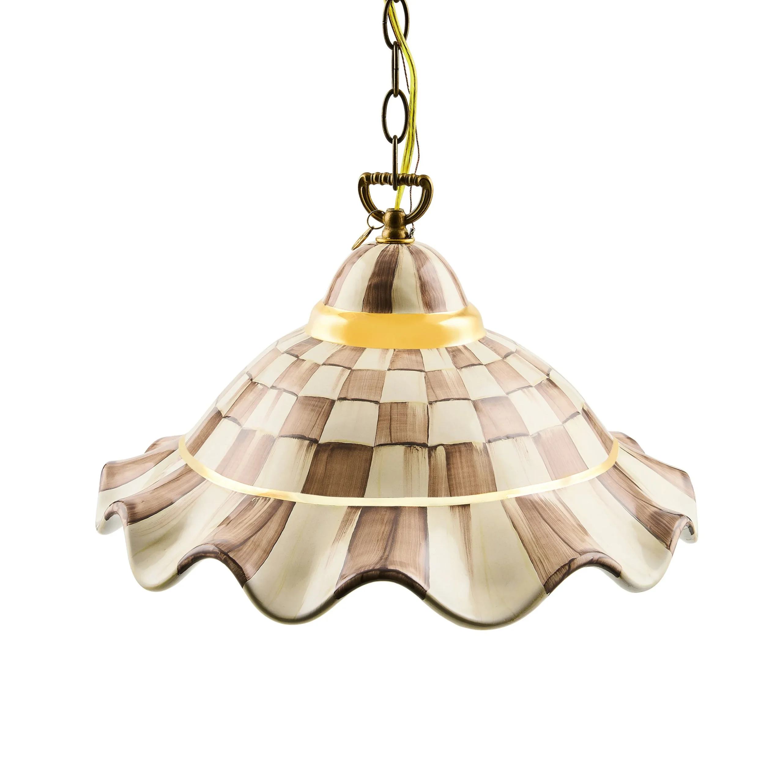 Mocha Check Medium Ceramic Pendant Lamp