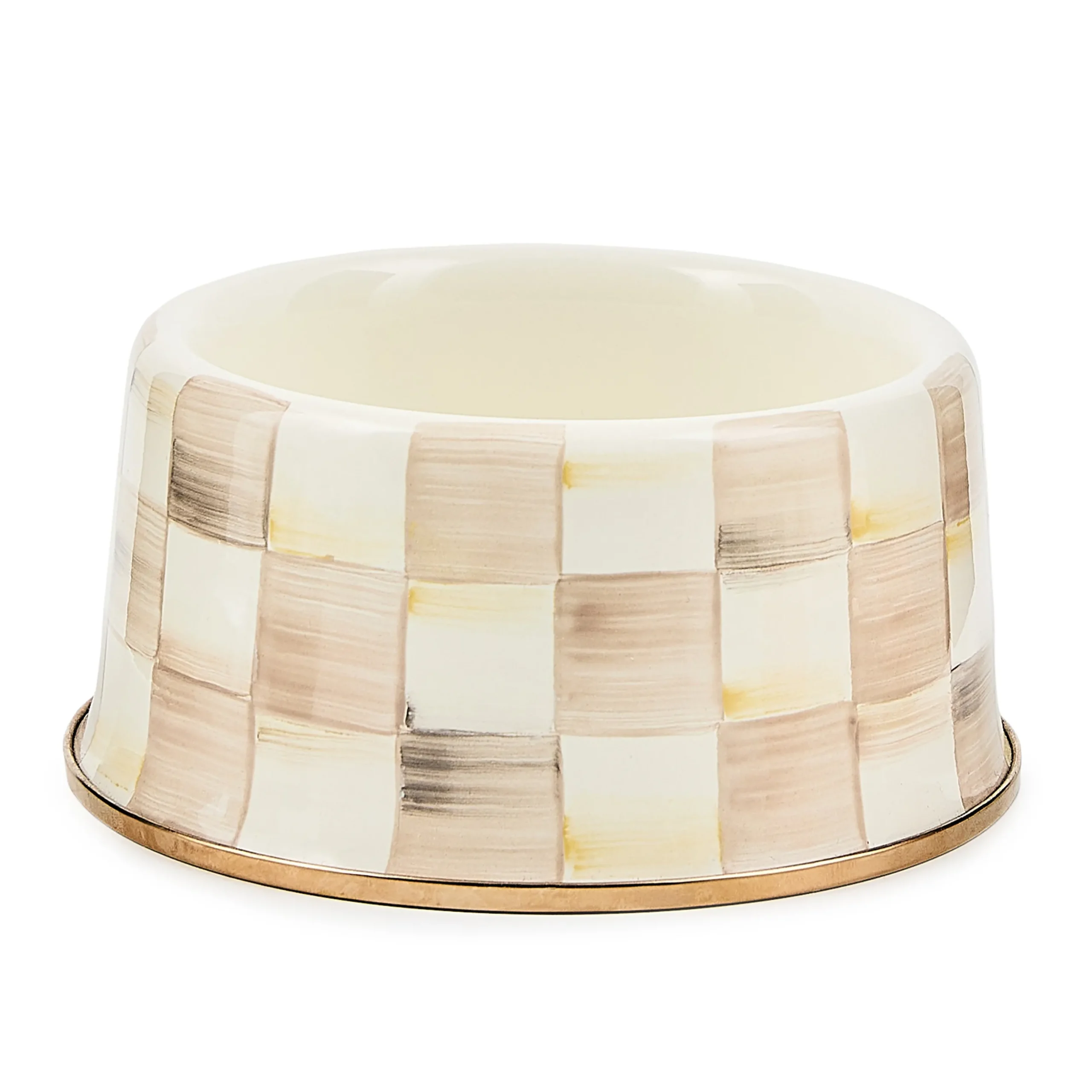Mocha Check Medium Pet Dish