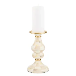 Mocha Check Medium Pillar Candlestick