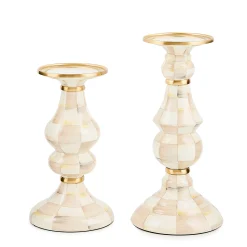 Mocha Check Medium Pillar Candlestick