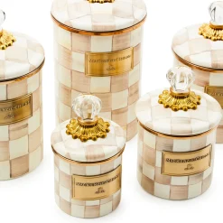 Mocha Check Mini Canister