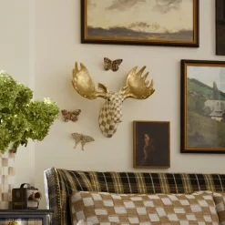 Mocha Check Moose Wall Decor