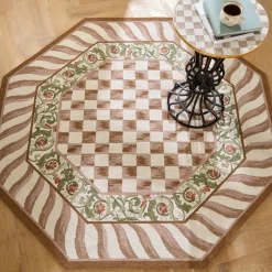 Mocha Check 6' Octagon Rug