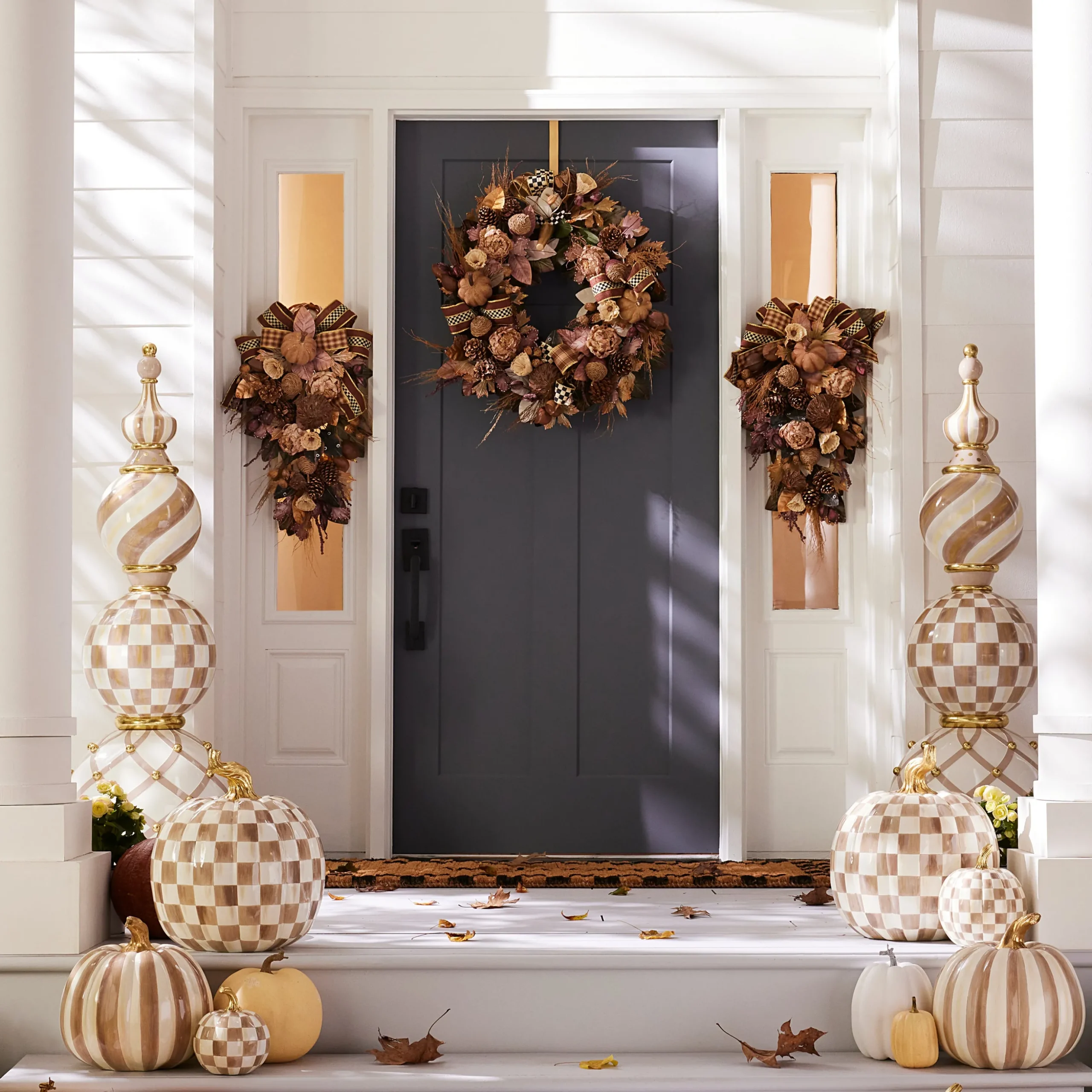 Mocha Check Outdoor Trophy Topiary