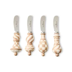 Mocha Check Party Spreaders, Set of 4