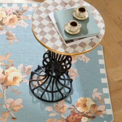 Mocha Check Pedestal Accent Table