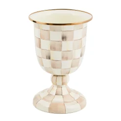 Mocha Check Pedestal Vase