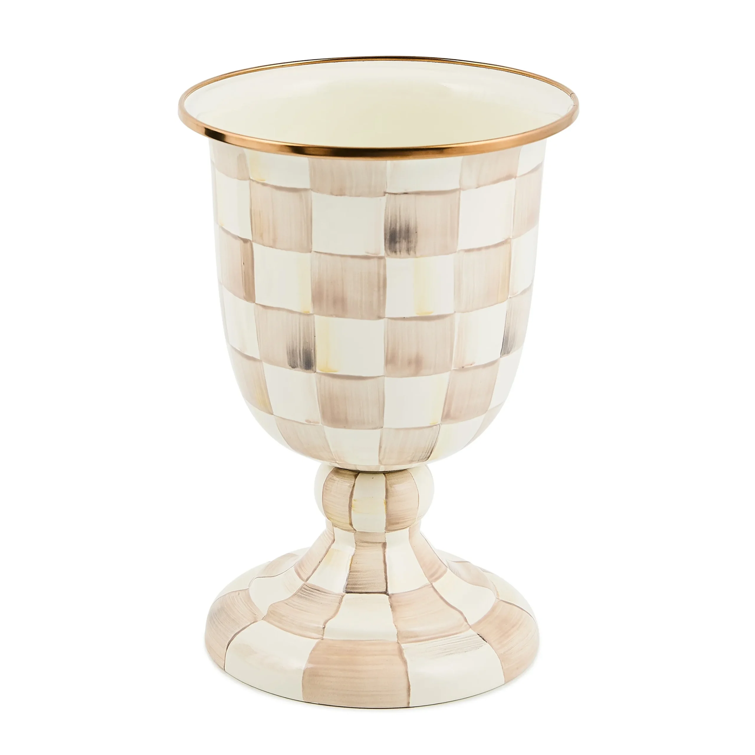 Mocha Check Pedestal Vase