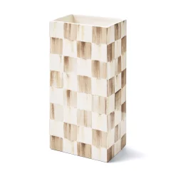 Mocha Check Pillar Vase