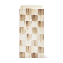Mocha Check Pillar Vase