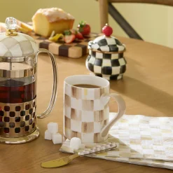 Mocha Check Porcelain Mug