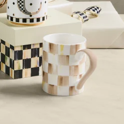 Mocha Check Porcelain Mug