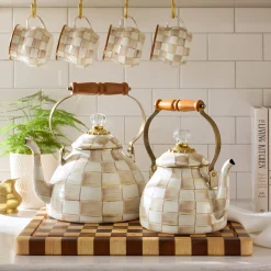 Mocha Check 2 Quart Tea Kettle
