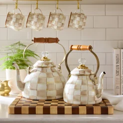 Mocha Check 3 Quart Tea Kettle